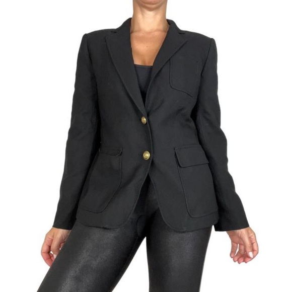 J Crew Rhodes wool blazer in Black with gold buttons. Size 10.